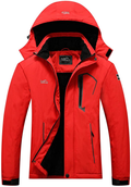 Pooluly Women's Ski Jacket Warm Winter Waterproof Windbreaker Hooded Raincoat Snowboarding Jackets  Pooluly Red XX-Large 