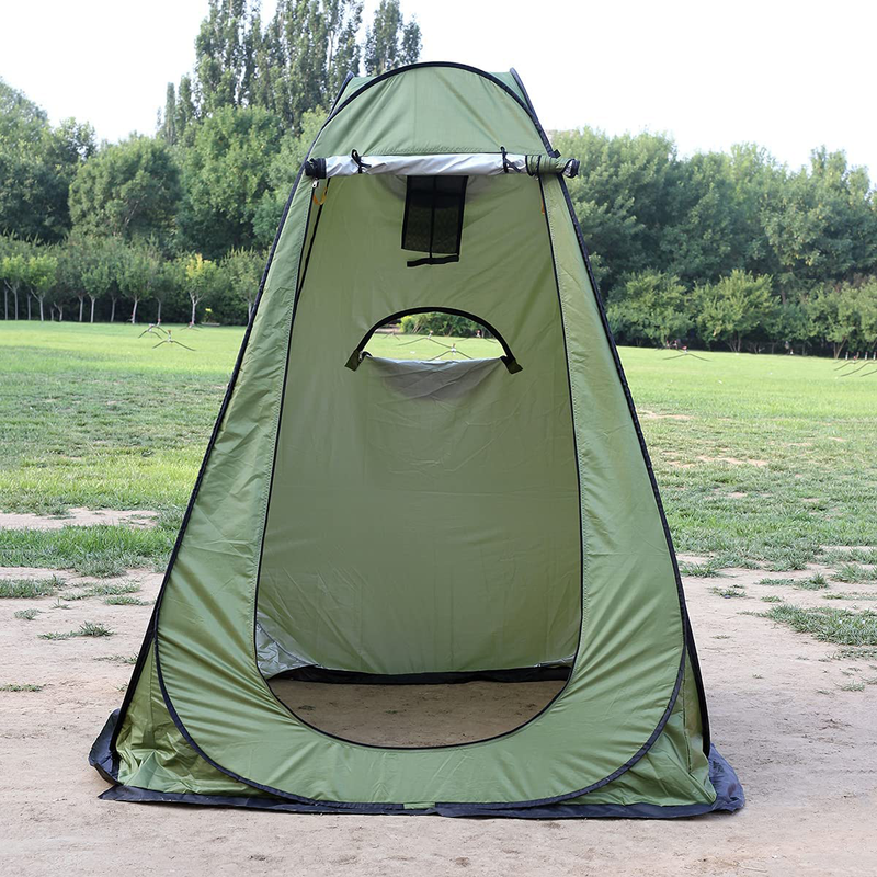 OULLYY 1-2 Person Portable Pop up Shower Privacy Shelter Tents with 3 Windows, Waterproof UV Protection Picnic Camping Fishing Shelter Tent, Outdoor Dressing Room Beach Isolation Sun Shelter (Green) Sporting Goods > Outdoor Recreation > Camping & Hiking > Portable Toilets & Showers OULLYY   