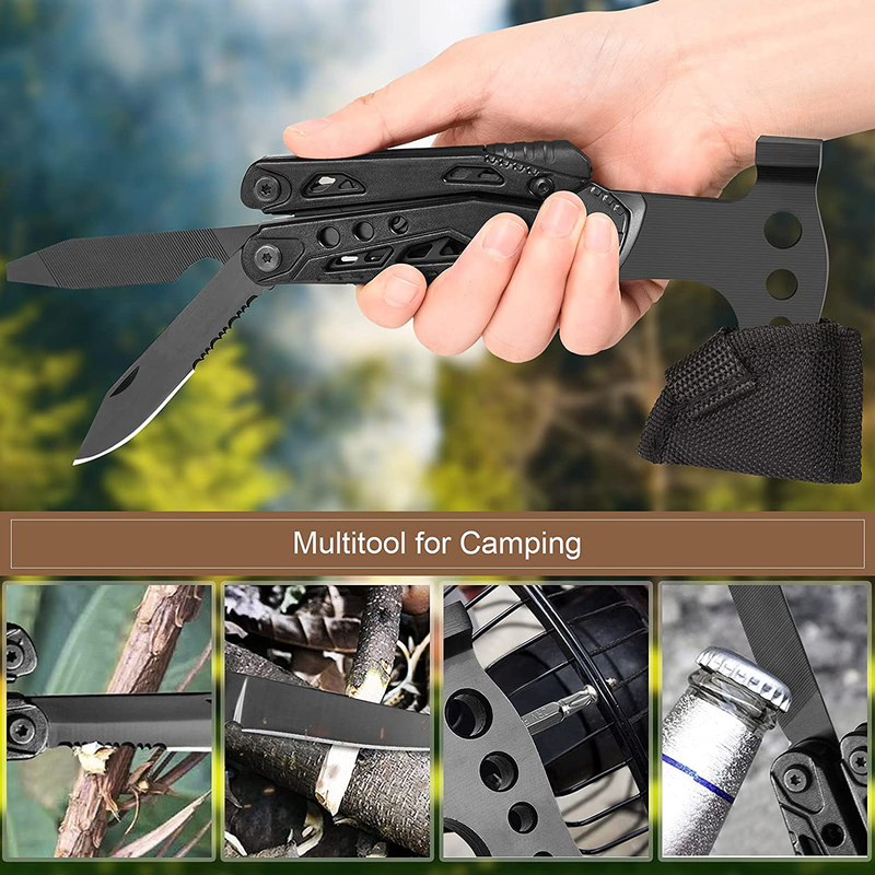 Multitool Comping Accessories,Gifts for Men, Multitool Camping Axe, 15 in 1 Camping Hatchet with Credit Card Tool for Camping Hiking Repairing Sporting Goods > Outdoor Recreation > Camping & Hiking > Camping Tools Husgw   