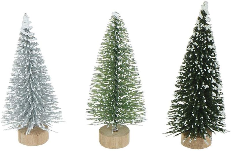 Haodeba 18Pcs Miniature Pine Trees Sisal Trees with Wood Base Christmas Tree Set Tabletop Trees for Miniature Scenes, Christmas Crafting and Designing, Mixed Size Home & Garden > Decor > Seasonal & Holiday Decorations > Christmas Tree Stands Noxus Bros Small  
