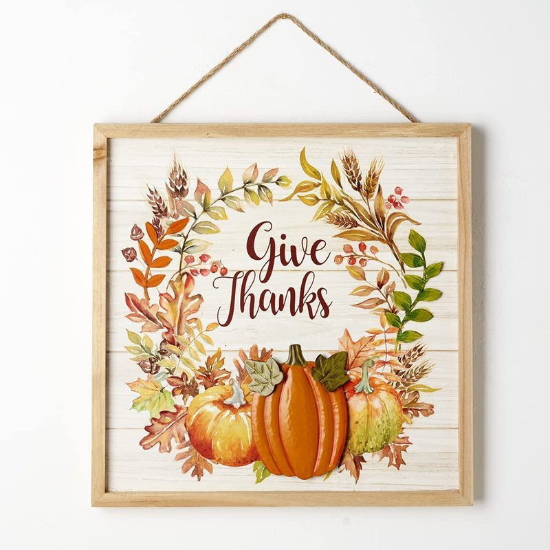 Eternhome Metal Pumpkin Sign Give Thanks Wall Decor Wood Thanksgiving Signs Vintage Harvest Festive Home Hanging Signs Rustic Halloween Autumn Front Door Decor 13" X 13" Arts & Entertainment > Party & Celebration > Party Supplies Eternhome Default Title  