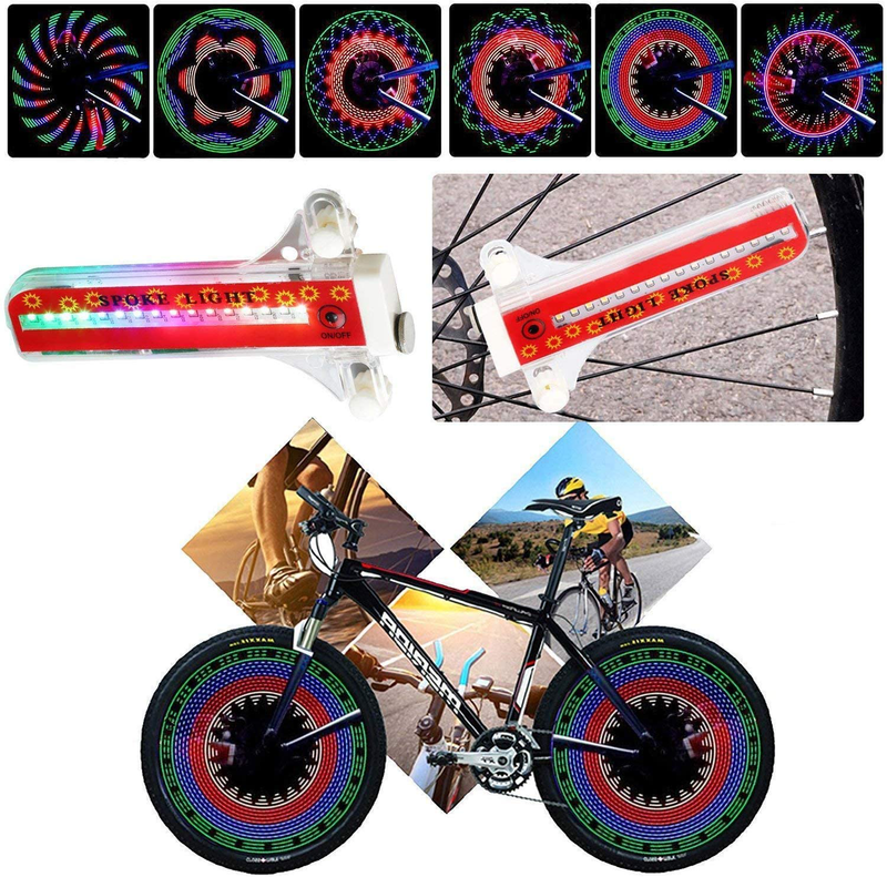 TGJOR Bike Wheel Lights, LED Waterproof Bicycle Spoke Tire Light with 32-LED and 32pcs Changes Patterns Bicycle Rim Lights for Mountain Bike/Road Bikes/BMX Bike/Hybrid Bike