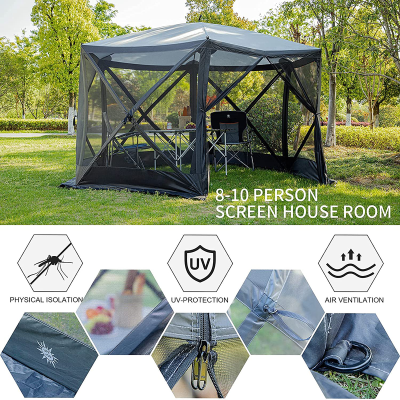 EVER ADVANCED Pop Up Gazebo Screen House Tent for Camping 8-10 Person Instant Canopy Shelter with Netting Portable for Outdoor, Backyard Home & Garden > Lawn & Garden > Outdoor Living > Outdoor Structures > Canopies & Gazebos EVER ADVANCED   