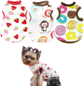 PETCARE 3 Pack Small Dog Shirt Soft Breathable Cotton Pet Puppy Clothes Cat Tee Sleeveless Vest Cute Print T Shirts for Small Breed Dogs Cats Clothing Chihuahua Yorkies Shih Tzu Pomeranian Outfits Animals & Pet Supplies > Pet Supplies > Cat Supplies > Cat Apparel Petcare SET(Strawberry+Monkey+Donut) Medium (Pack of 3) 