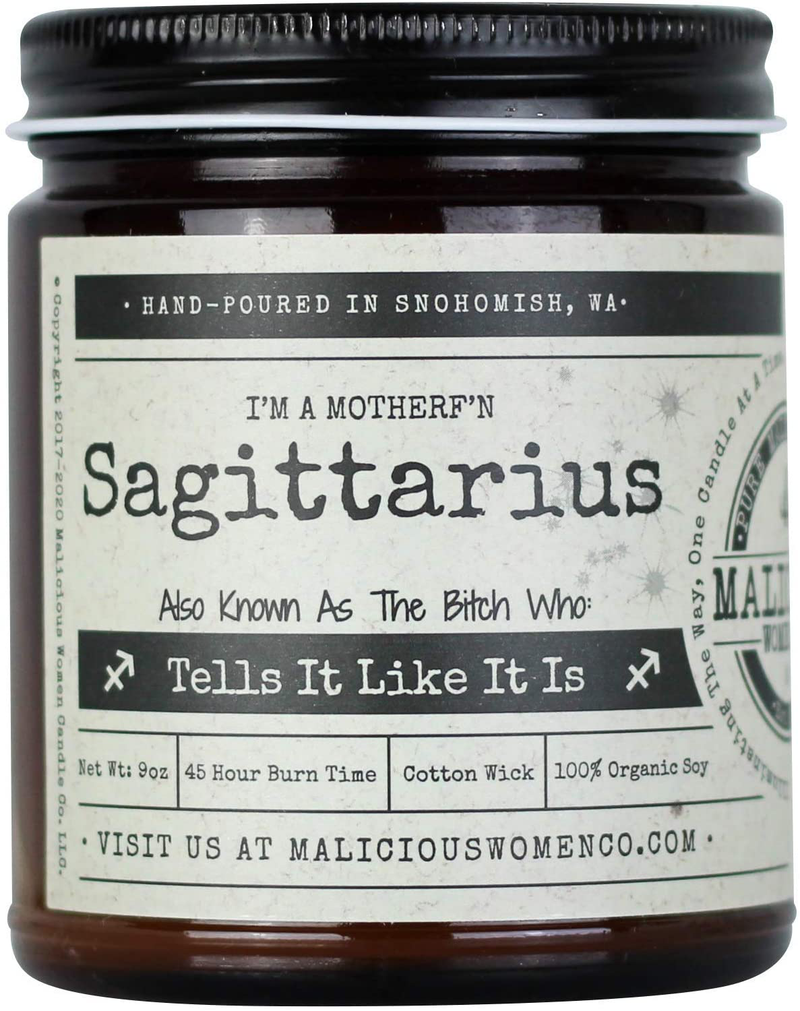 Malicious Women Candle Co - Virgo The Zodiac Bitch - Can Do It on Her Own…Neatly, Take A Hike (Wildflower, Cedar, Moss), All-Natural Soy Candle, 9 oz Home & Garden > Decor > Home Fragrances > Candles MALICIOUS WOMEN CANDLE CO. INFUSED WITHSASS Sagittarius  