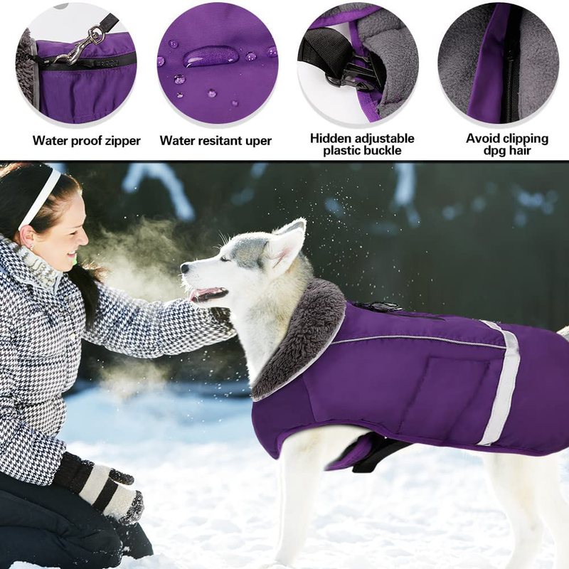 Doglay Dog Winter Coat with Thicken Furry Collar, Reflective Warm Pet Jacket Waterproof Windproof Dog Clothes for Cold Weather, Soft Puppy Vest Apparel for Small Medium Large Dogs Animals & Pet Supplies > Pet Supplies > Dog Supplies > Dog Apparel Doglay   