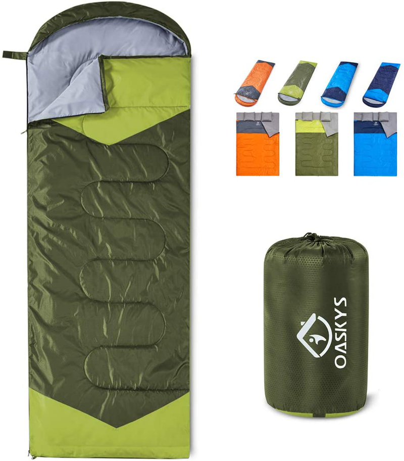 Oaskys Camping Sleeping Bag - 3 Season Warm & Cool Weather - Summer, Spring, Fall, Lightweight, Waterproof for Adults & Kids - Camping Gear Equipment, Traveling, and Outdoors Sporting Goods > Outdoor Recreation > Camping & Hiking > Sleeping Bags oaskys   