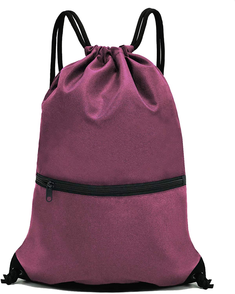 HOLYLUCK Drawstring Backpack Bag Sport Gym Sackpack Home & Garden > Household Supplies > Storage & Organization HOLYLUCK Burgundy  