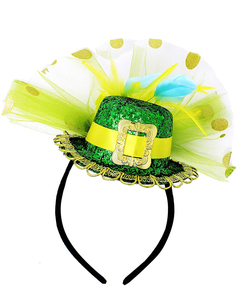 JOYIN St. Patrick’S Day 2 Pack Lady & Gentlemen Hat with Green Leprechaun Top Hat & Beard and Headband with Top Hat Saint Patrick’S Day Accessories Party Favors St Patricks Decorations