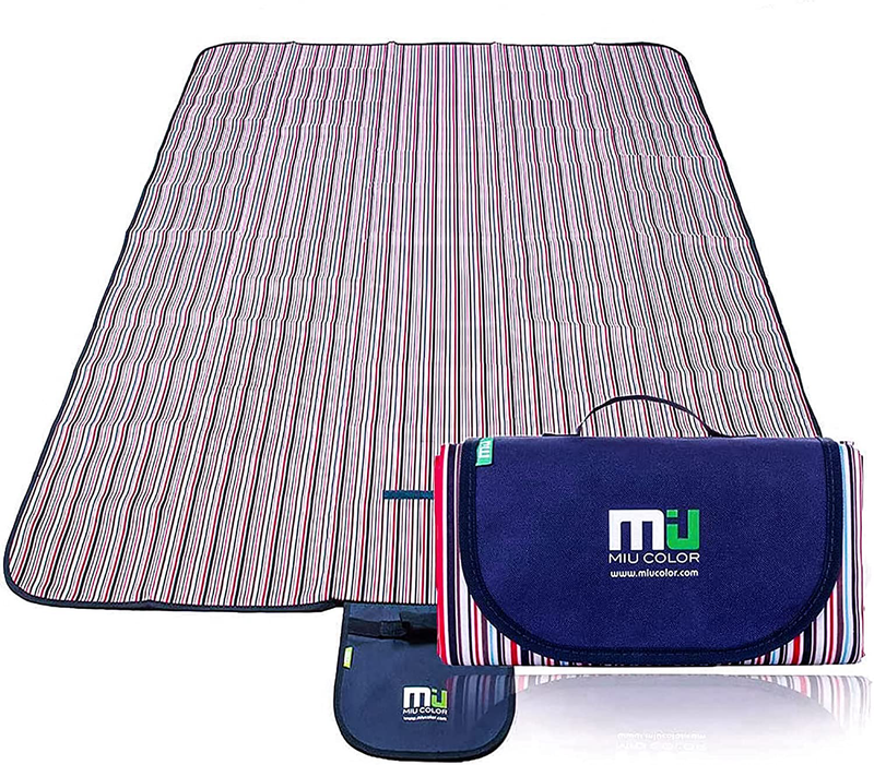 MIU COLOR Extra Large Picnic Blankets, Outdoor Blanket 80"x60" Dual Layers, Sandproof & Waterproof Beach Blanket, Handy Mat Tote for Camping on Grass, Beach with Family, Friends, Kids Home & Garden > Lawn & Garden > Outdoor Living > Outdoor Blankets > Picnic Blankets MIU COLOR C-80'' X 60'' Single-deck Streak  