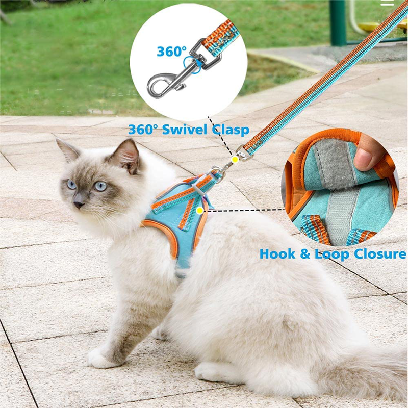 Greadped Cat Harness and Leash Set,Escape Proof Kitten Vest Harness with Collars for Walking,Reflective Strap Night Safe Pet Harness with Bells,Easy Control for Small Large Kitten,Fit for Puppy,Rabbit Animals & Pet Supplies > Pet Supplies > Cat Supplies > Cat Apparel Greadped   