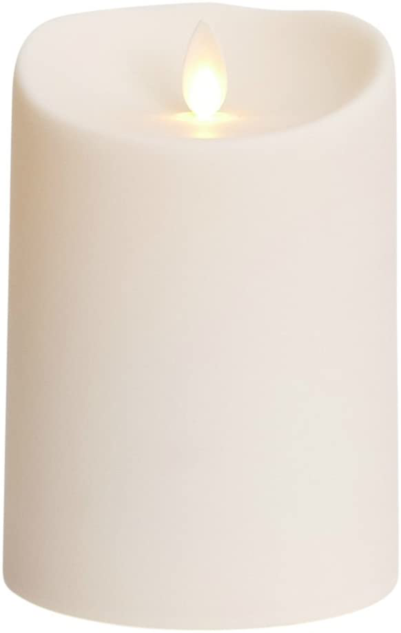 Luminara Outdoor Flameless Candle: Plastic Finish, Unscented Moving Flame Candle with Timer (5" Ivory)
