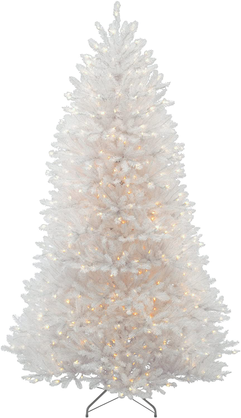 National Tree Company Pre-lit Artificial Christmas Tree | Includes Pre-strung White Lights and Stand | Dunhill White Fir- 7.5 ft (DUWH-75LO) Home & Garden > Decor > Seasonal & Holiday Decorations > Christmas Tree Stands National Tree 9 ft  