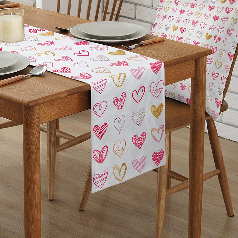 Fantasy Staring Valentine'S Day Table Runner - Love Heart Print Dresser Scarf Mother'S Day Table Runner for Wedding/Party/Events (13 X 90 Inch) Home & Garden > Decor > Seasonal & Holiday Decorations Fantasy Staring   