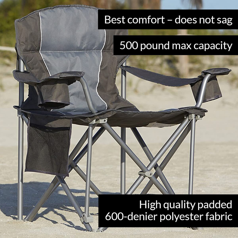 Livingxl 500-Lb. Capacity Heavy-Duty Portable Chair (Charcoal) Sporting Goods > Outdoor Recreation > Camping & Hiking > Camp Furniture LivingXL   