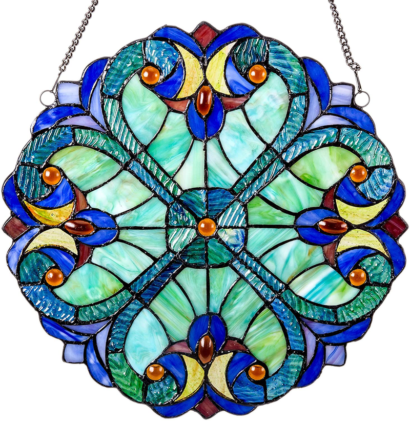 River of Goods Mini Halston Heart 12 Inch High Stained Glass Suncatcher Window Panel Blue Yellow Red Home & Garden > Decor > Seasonal & Holiday Decorations& Garden > Decor > Seasonal & Holiday Decorations River of Goods   