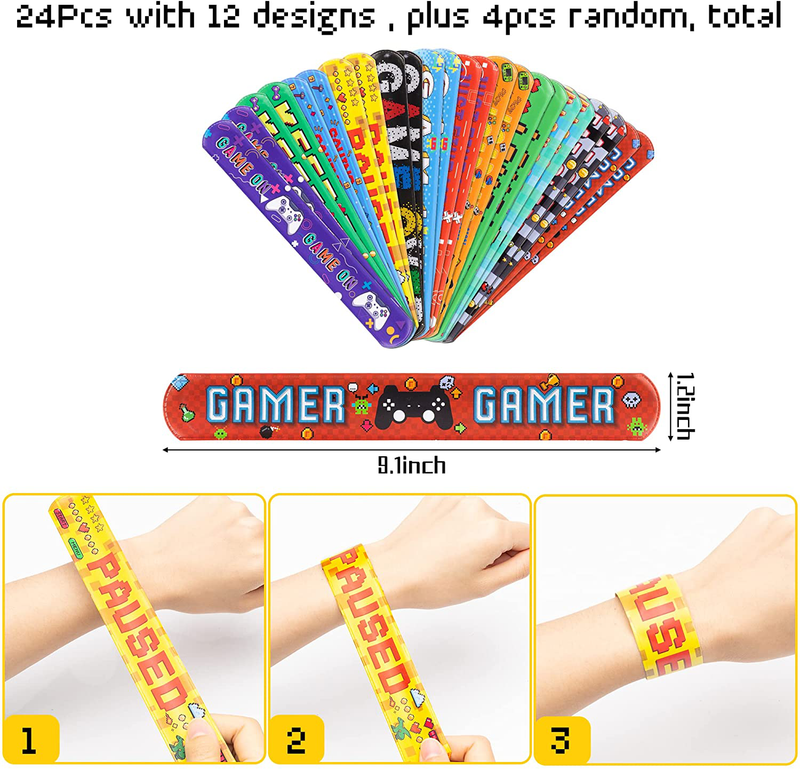 Haooryx 28Pcs Valentine’S Day Cards with Slap Bracelet for Kids, Video Game Slap Bracelets Valentines Greeting Cards for Student School Classroom Gift Exchange Video Game Birthday Party Favor Supplies Home & Garden > Decor > Seasonal & Holiday Decorations Haooryx   