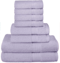 Glamburg Ultra Soft 8 Piece Towel Set - 100% Pure Ring Spun Cotton, Contains 2 Oversized Bath Towels 27x54, 2 Hand Towels 16x28, 4 Wash Cloths 13x13 - Ideal for Everyday use, Hotel & Spa - Light Grey Home & Garden > Linens & Bedding > Towels GLAMBURG Purple  