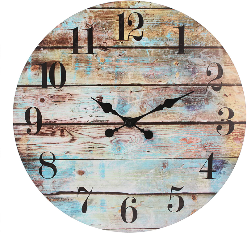Stonebriar Vintage Farmhouse Wooden 14 Inch Round Battery Operated Hanging Wall Clock Home & Garden > Decor > Clocks > Wall Clocks Stonebriar 23 Inches  