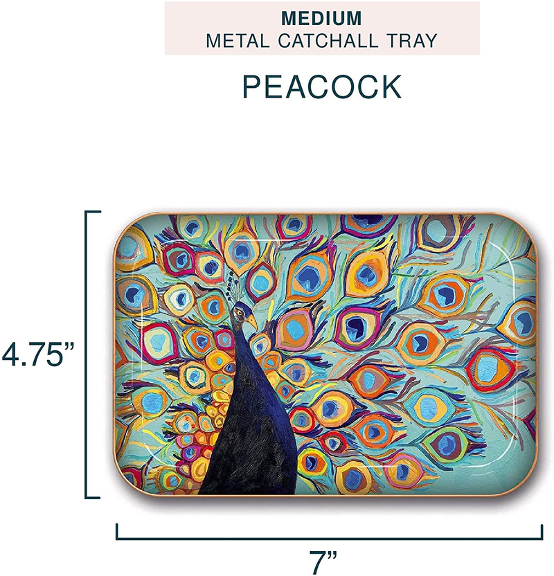 Medium Metal Catchall Tray by Studio Oh! - Eli Halpin Peacock - 7" x 4.75" - Dish Tray with Unique Full-Color Artwork - Holds Jewelry, Change, Paperclips & Trinkets Home & Garden > Decor > Decorative Trays Studio Oh!   