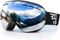 Snowboard Ski Goggles Men Women Youth, Anti Fog OTG Winter Snow Goggles Spherical Detachable Lens  EXP VISION Black  