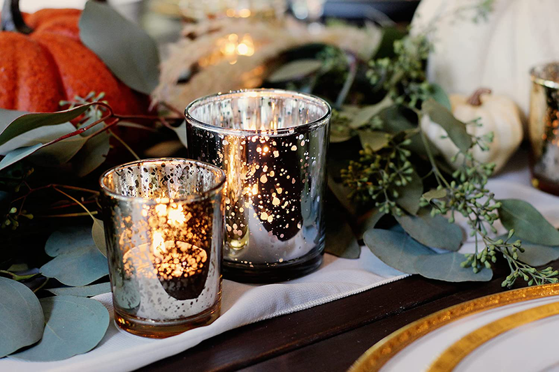 Just Artifacts 6pcs Assorted Size Speckled Mercury Glass Votive Candle Holders (Gold) Home & Garden > Decor > Home Fragrance Accessories > Candle Holders Just Artifacts   