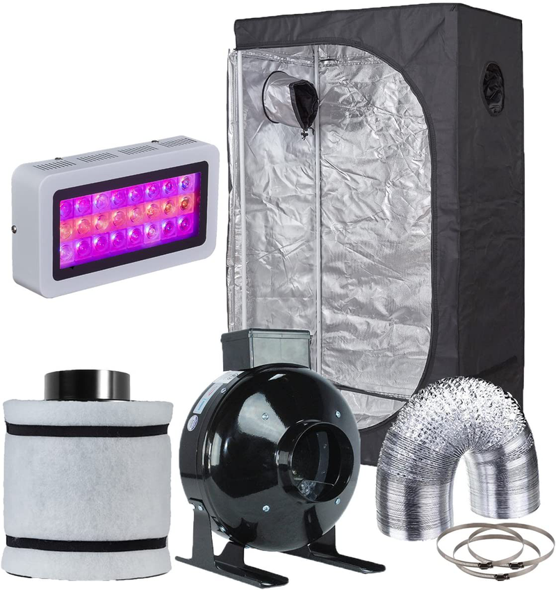 Hydro plus Grow Tent Kit Complete LED 300W Grow Light + 4" Fan Filter Ventilation Kit + 24"X24"X48" Grow Tent Setup Hydroponics Indoor Growing System Sporting Goods > Outdoor Recreation > Camping & Hiking > Tent Accessories Hydro Plus LED 300W+36''x20''x63'' Kit  