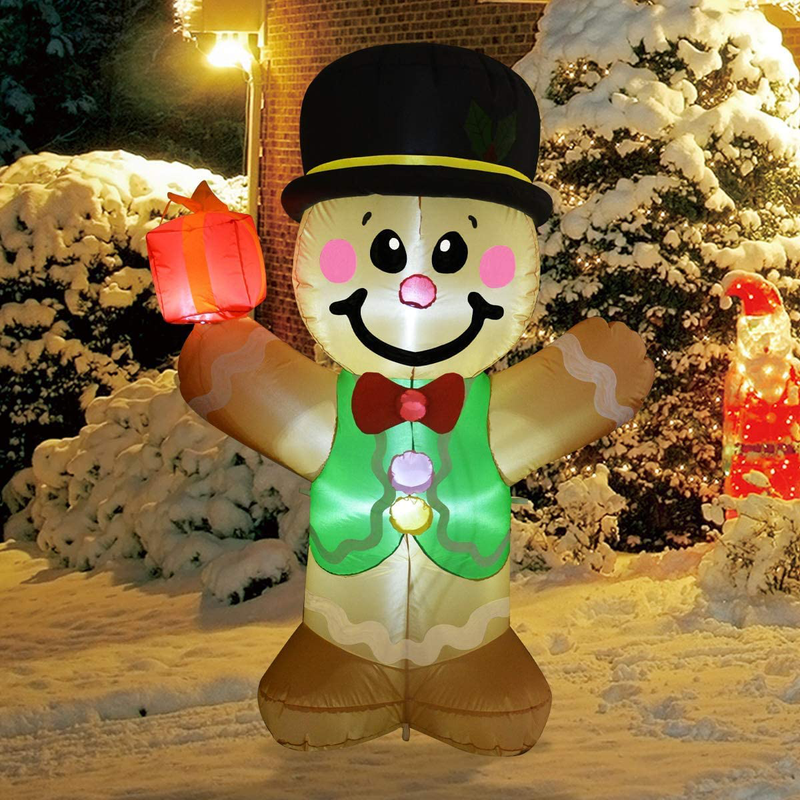 GOOSH 5 FT Height Christmas Inflatables Outdoor Gingerbread Man Cookie, Blow Up Yard Decoration Clearance with LED Lights Built-in for Holiday/Christmas/Party/Yard/Garden Home & Garden > Decor > Seasonal & Holiday Decorations& Garden > Decor > Seasonal & Holiday Decorations GOOSH   