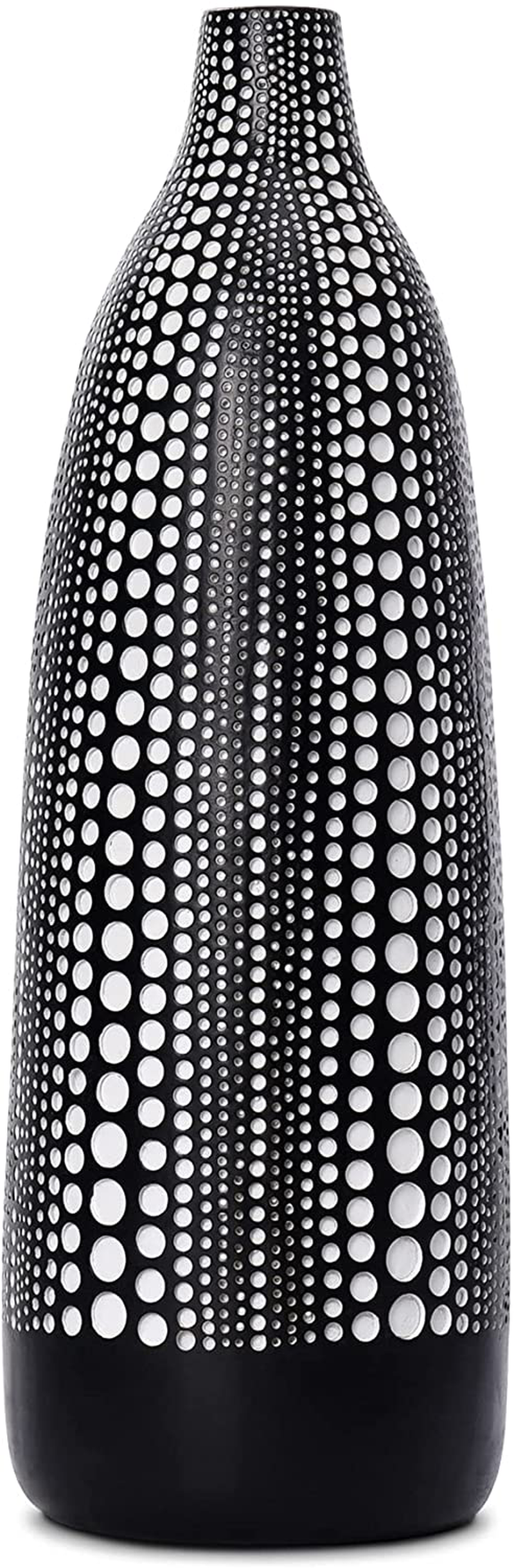 Quoowiit Flower Vase, Decorative Vases Floral Vase for Centerpieces, Vase for Home Decor, Living Room, Office Table or Wedding, Modern Resin Vases with Black and White Dots-White Tall Home & Garden > Decor > Vases Quoowiit Black-tall  