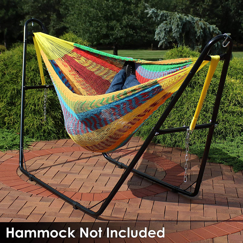 Sunnydaze 550-Pound Capacity Universal Multi-Use Heavy-Duty Steel Hammock Stand, 2 Person, Fits Hammocks 9 to 14 Feet Long, Black