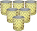 Ms Lovely Large Quilted Glass Votive Tealight Candle Holders - Bulk Set of 6 - Dark Blue  Ms Lovely Gold  
