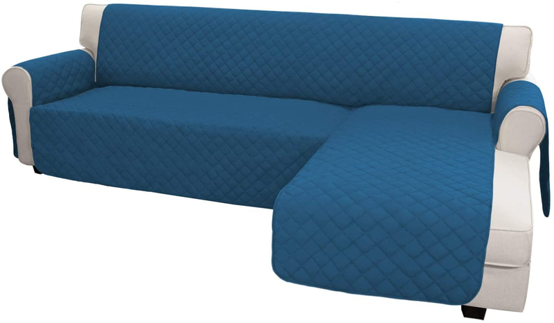 Easy-Going Sofa Slipcover L Shape Sofa Cover Sectional Couch Cover Chaise Slip Cover Reversible Sofa Cover Furniture Protector Cover for Pets Kids Children Dog Cat (Large,Dark Gray/Dark Gray) Home & Garden > Decor > Chair & Sofa Cushions Easy-Going Peacock Blue/Peacock Blue Large 