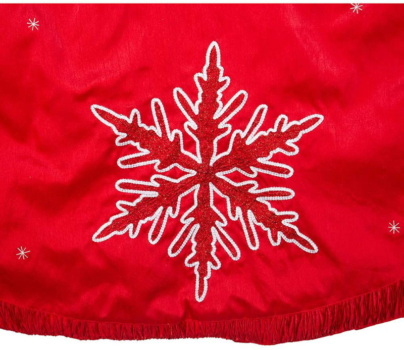 Kurt Adler Snowflake Embroidered and Pleated Tree Skirt, 60-Inch, Red Home & Garden > Decor > Seasonal & Holiday Decorations > Christmas Tree Skirts Kurt S. Adler   
