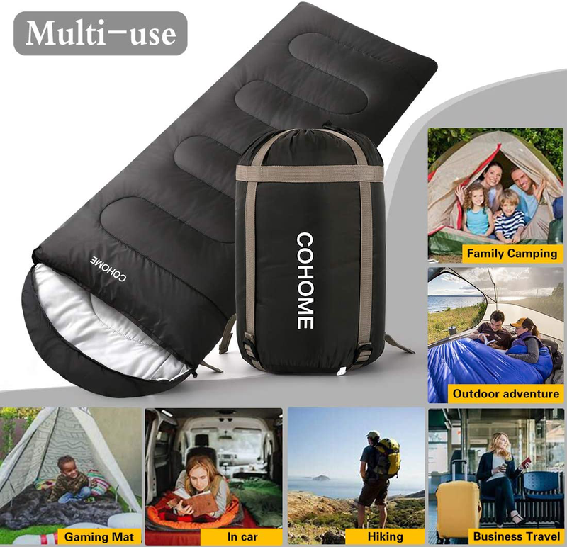 COHOME Sleeping Bag - Adults & Kids (Summer)-Warm and Cold Weather Lightweight Waterproof Camping Backpacking Hiking Outdoor & Indoor Use Bag with Compression Sack. Sporting Goods > Outdoor Recreation > Camping & Hiking > Sleeping Bags COHOME   