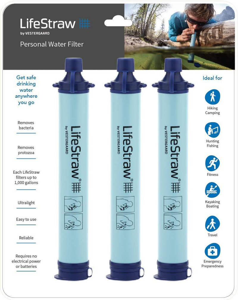 Lifestraw Personal Water Filter for Hiking, Camping, Travel, and Emergency Preparedness Sporting Goods > Outdoor Recreation > Camping & Hiking > Tent Accessories LifeStraw Blue 3 Pack 
