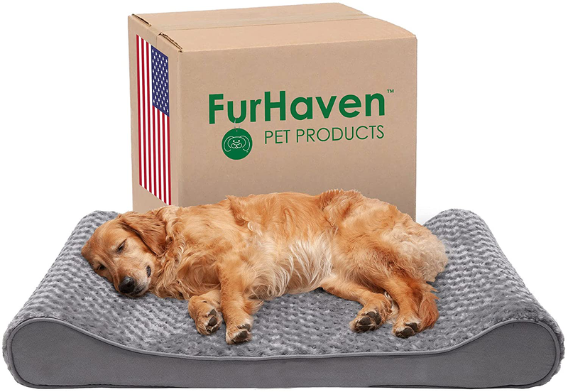 Furhaven Orthopedic, Cooling Gel, and Memory Foam Pet Beds for Small, Medium, and Large Dogs - Ergonomic Contour Luxe Lounger Dog Bed Mattress and More Animals & Pet Supplies > Pet Supplies > Dog Supplies > Dog Beds Furhaven Pet Products, Inc Ultra Plush Gray Contour Bed (Orthopedic Foam) Jumbo (Pack of 1)