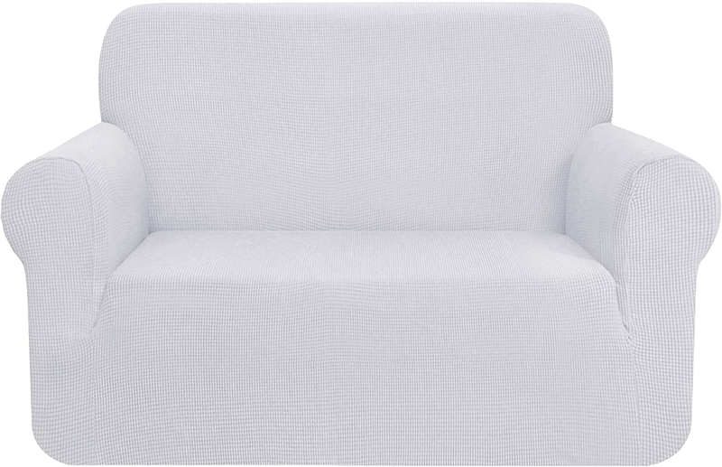 CHUN YI Stretch Sofa Slipcover 1-Piece Couch Cover, 3 Seater Coat Soft With Elastic, Checks Spandex Jacquard Fabric, Large, Black Home & Garden > Decor > Chair & Sofa Cushions CHUN YI White XL-Chair 