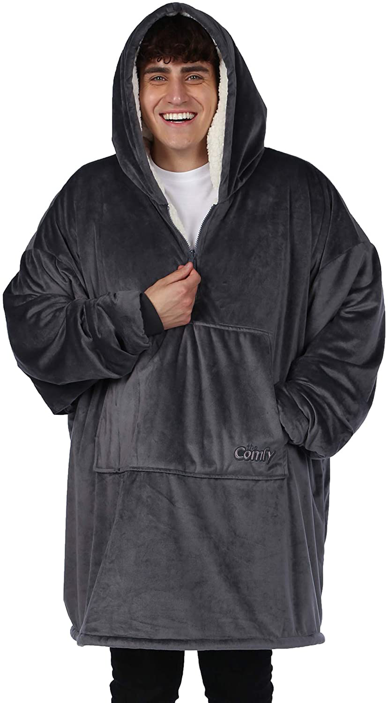 THE COMFY Original | Oversized Microfiber & Sherpa Wearable Blanket, Seen on Shark Tank, One Size Fits All Burgundy Home & Garden > Decor > Seasonal & Holiday Decorations The Comfy Charcoal Quarter Zip 