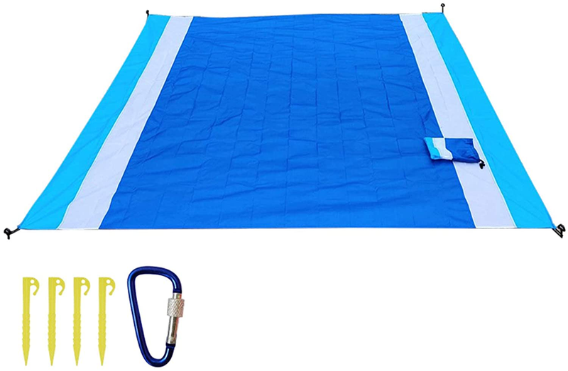 Houseen Beach Blanket Waterproof Sandproof with Storage Bag,82.68x78.74inch Picnic Blankets for 4-7 Adults,Oversized Lightweight Beach Mat, Foldable Portable for Travel, Camping, Hiking (Orange-Blue) Home & Garden > Lawn & Garden > Outdoor Living > Outdoor Blankets > Picnic Blankets HOUSEEN Grey-blue  