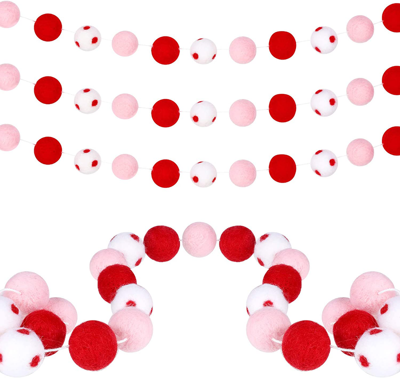 Tatuo 2 Pieces Valentine'S Day Felt Ball Garland Valentines Decorations Set Pom Pom Garlands Ball Banner Valentine'S Day Hanging Garland Banner for Valentine'S Day Party Home Decoration Arts & Entertainment > Party & Celebration > Party Supplies Tatuo   