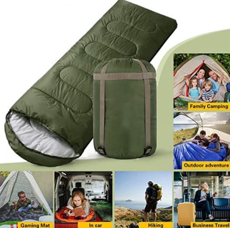 R.A.R Camping Sleeping Bag, 3 Seasons (Summer, Spring, Fall) Adults & Kids &Teens, with Camping Equipment, Waterproof, Portable, Camping Bag, Sleeping Bag for Camping- with Pillow- for Adults,(Green)
