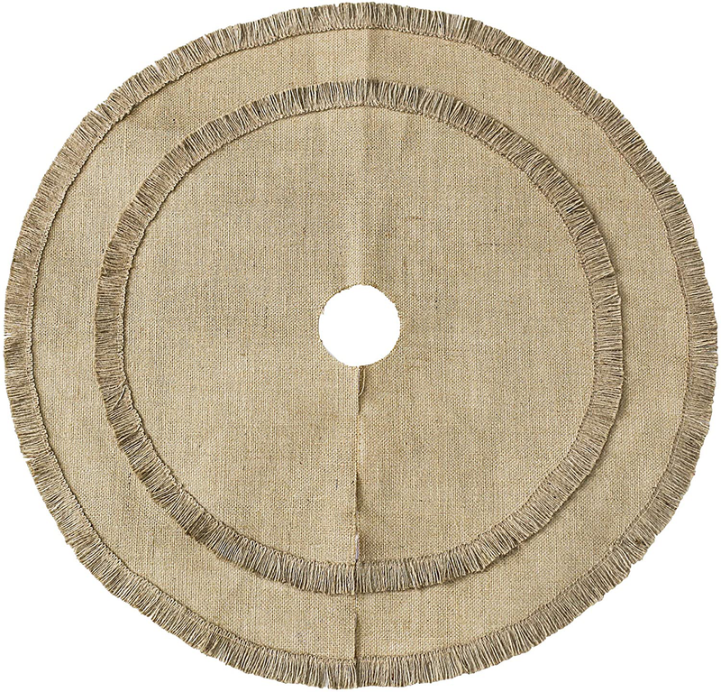 Ivenf Christmas Tree Skirt, 30 inches Small Natural Burlap Jute Plain with Tassels, Rustic Xmas Pencil Tree Holiday Decoration Home & Garden > Decor > Seasonal & Holiday Decorations > Christmas Tree Skirts Ivenf   