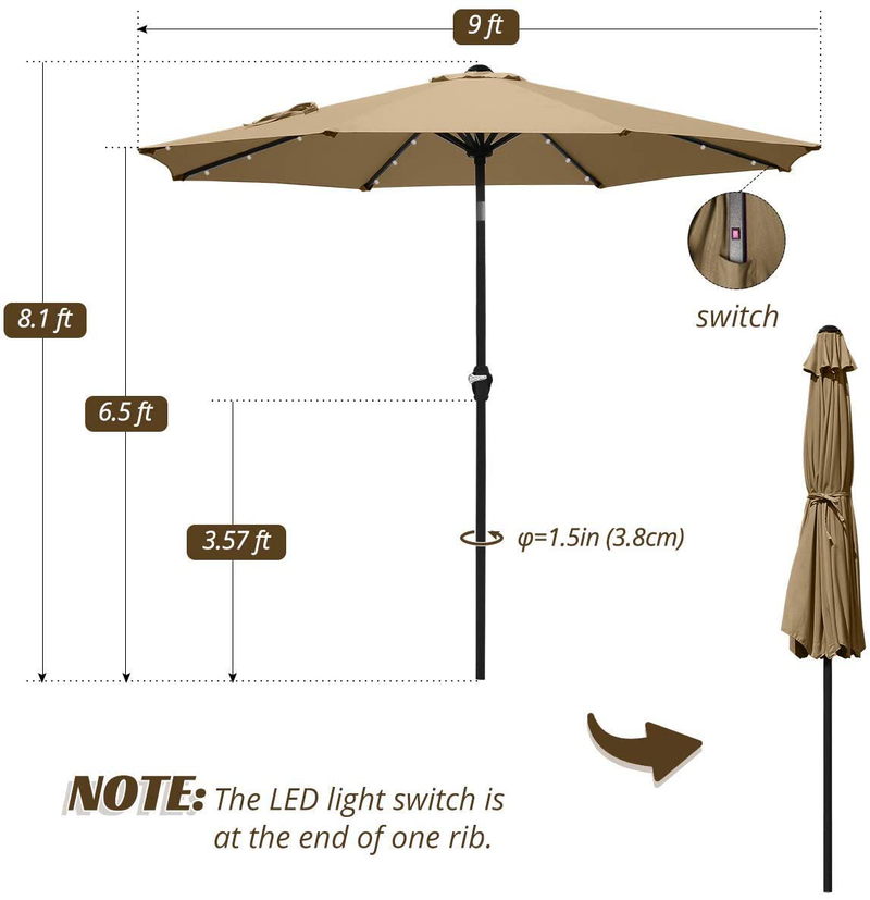 Quictent Patio Umbrella Tan and Sun Shade Sail Terracotta Bundle