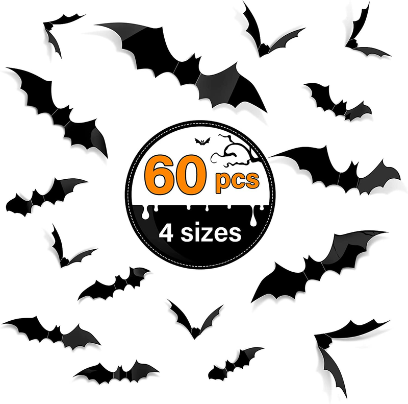 Kidtion 3D Bats Halloween Decorations 60 PCS, Upgraded Halloween Decor with 4 Different Sizes, Removable PVC Bats Decor with Easy Operation, Realistic Halloween Bats for Outdoor Decor & Indoor Decor Arts & Entertainment > Party & Celebration > Party Supplies Kidtion Default Title  
