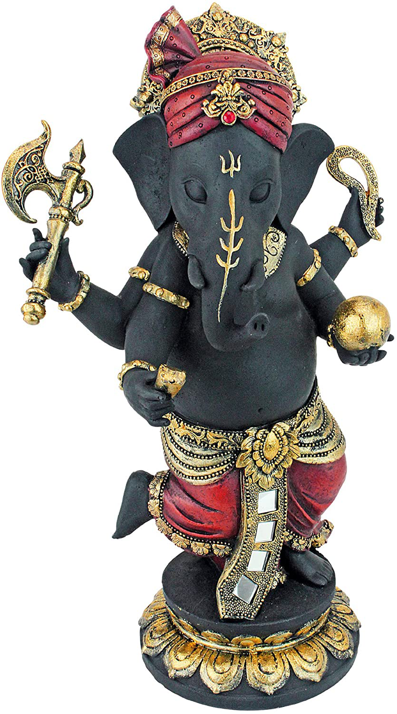 Design Toscano QS29200 Standing Lord Ganesha on Lotus Flower Hindu Elephant God Statue Candle Holder, 10 Inch, Black, Red and Gold Home & Garden > Decor > Home Fragrance Accessories > Candle Holders Design Toscano Standing  