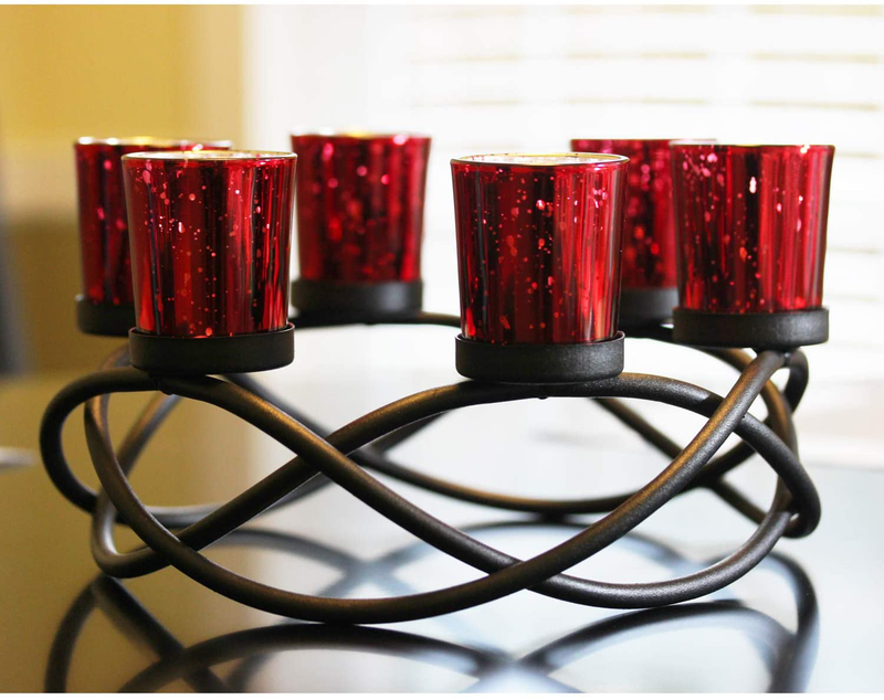 Seraphic Iron Circular Table Centerpiece Candle Holder, Black, Clear Votive 6 Cups Home & Garden > Decor > Home Fragrance Accessories > Candle Holders Seraphic Red 6-Cup 