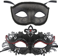 Couple Masquerade Metal Masks Venetian Halloween Costume Mask Mardi Gras Mask Apparel & Accessories > Costumes & Accessories > Masks Coddsmz Black+black-red  