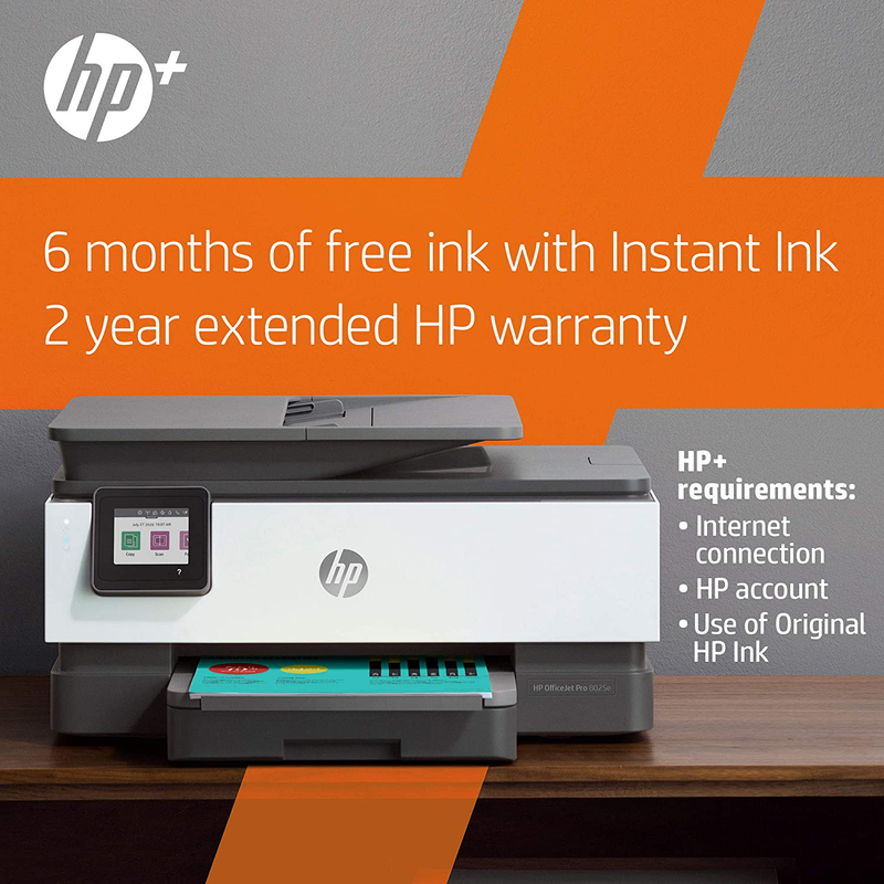 HP Officejet Pro 8025E All-in-One Wireless Color Printer, with Bonus 6 Months Free Instant Ink Thru (1K7K3A) Electronics > Print, Copy, Scan & Fax > Printers, Copiers & Fax Machines HP   