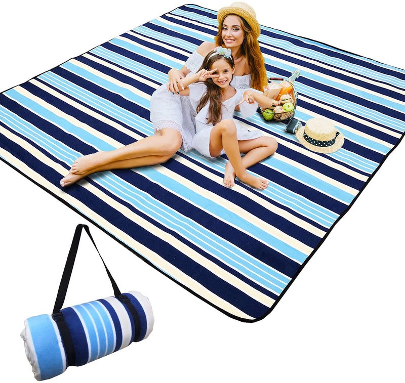 Picnic&Outdoor Blanket Waterproof and Extra Large,HEHUI 80"x80" 3-Layer Wear-Resistant Picnic Blanket Soft Cozy No Fading,Foldable Outdoor Mat Easy Cleaning for Picnic Camping(Blue-Yellow, 80"x80") Home & Garden > Lawn & Garden > Outdoor Living > Outdoor Blankets > Picnic Blankets HEHUI Blue-white 80''x80'' 
