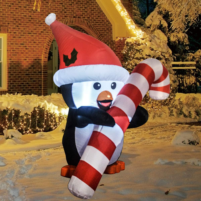 GOOSH 5 FT Height Christmas Inflatables Outdoor Penguin with Cane, Blow Up Yard Decoration Clearance with LED Lights Built-in for Holiday/Christmas/Party/Yard/Garden Home & Garden > Decor > Seasonal & Holiday Decorations& Garden > Decor > Seasonal & Holiday Decorations GOOSH   